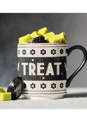 Anthropologie Bistro Tile Trick Or Treat Halloween Mug NIB